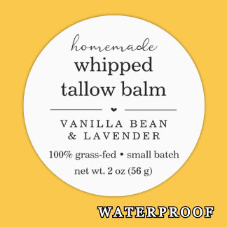 Waterproof Whipped Tallow Balm Butter Cream Labels