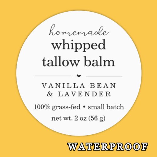 Waterproof Whipped Tallow Balm Butter Cream Labels