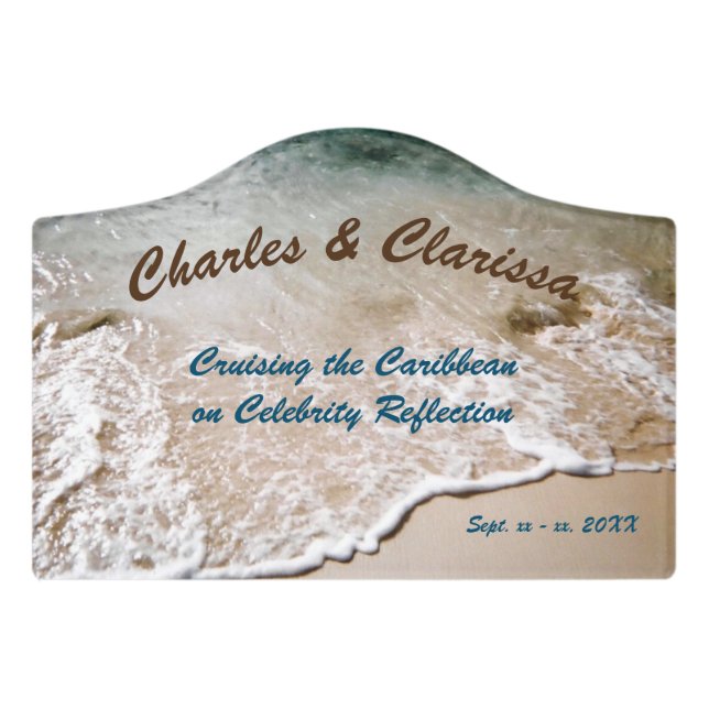 Water's Edge Personalized Stateroom Door Marker Sign (Small Crest Front)