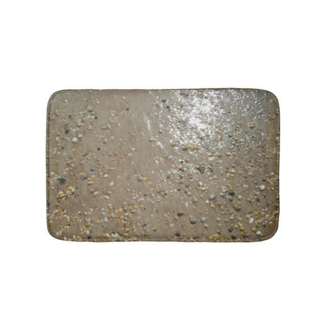 Water's Edge Stones Shells Beach Ocean Sand Summer Bath Mat (Front)