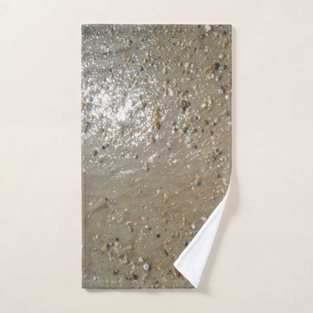 Water's Edge Stones Shells Beach Ocean Sand Summer Hand Towel (Hand Towel)