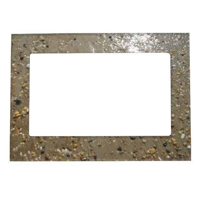Water's Edge Stones Shells Beach Ocean Sand Summer Magnetic Frame (Front)