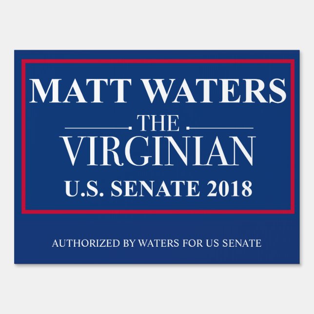 Waters for US Senate Yard Sign (Back)