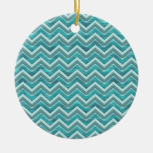 Waters Glitter Chevron Pattern Ceramic Ornament