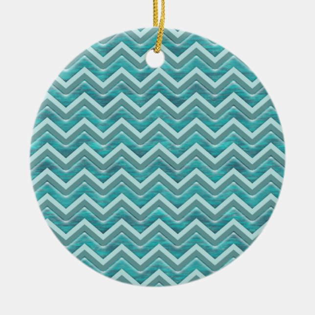 Waters Glitter Chevron Pattern Ceramic Ornament (Front)