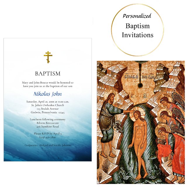Waters of Eternal Life Orthodox Baptism Invitation (Creator Uploaded)