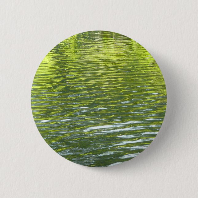 Waters of Oak Creek Yellow and Green Nature Photo Button (Front)