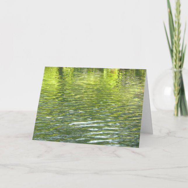 Waters of Oak Creek Yellow and Green Nature Photo Card (Front)