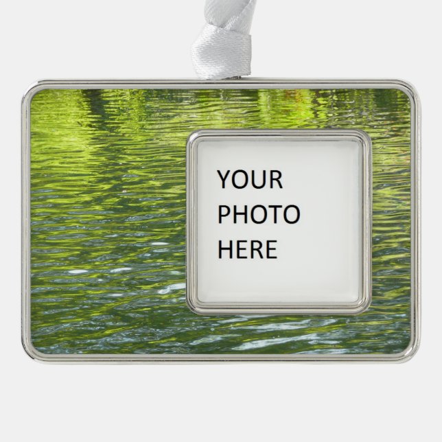 Waters of Oak Creek Yellow and Green Nature Photo Christmas Ornament (Front)