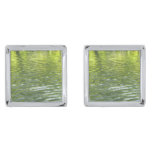Waters of Oak Creek Yellow and Green Nature Photo Cufflinks