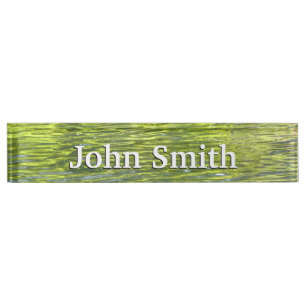 Waters of Oak Creek Yellow and Green Nature Photo Desk Name Plate
