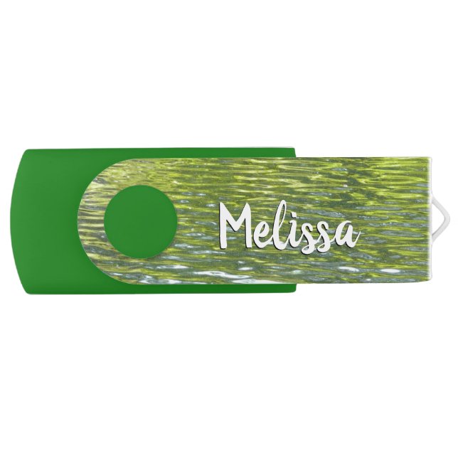 Waters of Oak Creek Yellow and Green Nature Photo Flash Drive (Front)