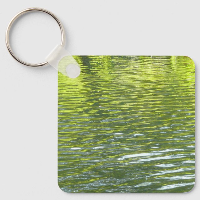 Waters of Oak Creek Yellow and Green Nature Photo Keychain (Front)
