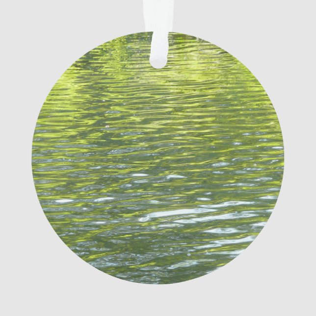Waters of Oak Creek Yellow and Green Nature Photo Ornament (Back)