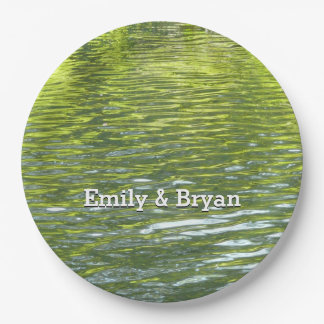 Waters of Oak Creek Yellow and Green Nature Photo Paper Plates