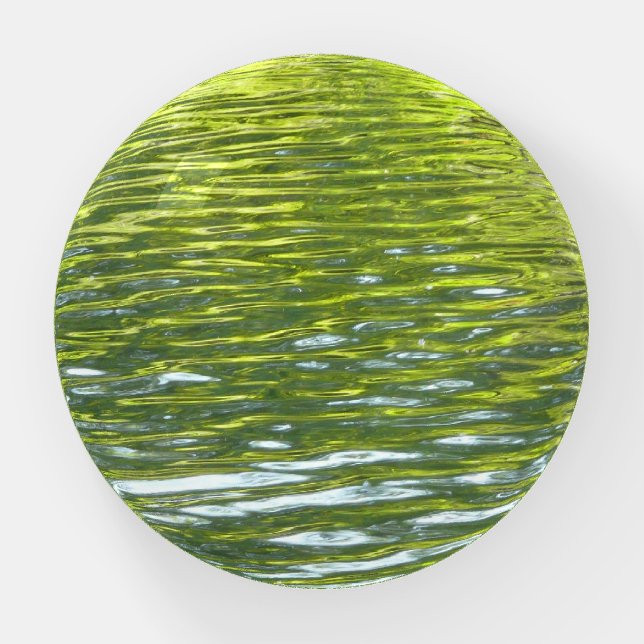 Waters of Oak Creek Yellow and Green Nature Photo Paperweight (Front)