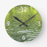 Waters of Oak Creek Yellow and Green Nature Photo Round Clock