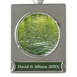 Waters of Oak Creek Yellow and Green Nature Photo Silver Plated Banner Ornament