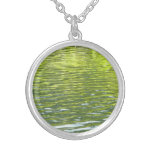 Waters of Oak Creek Yellow and Green Nature Photo Silver Plated Necklace