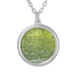 Waters of Oak Creek Yellow and Green Nature Photo Silver Plated Necklace