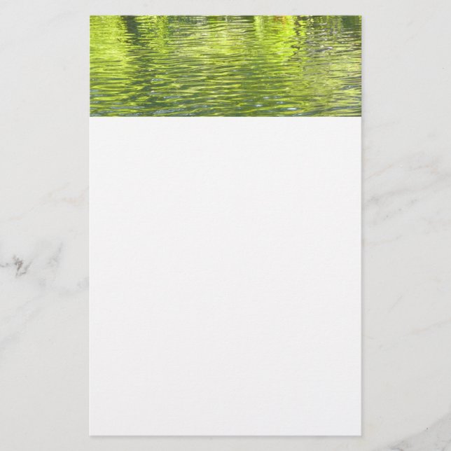 Waters of Oak Creek Yellow and Green Nature Photo Stationery (Front)