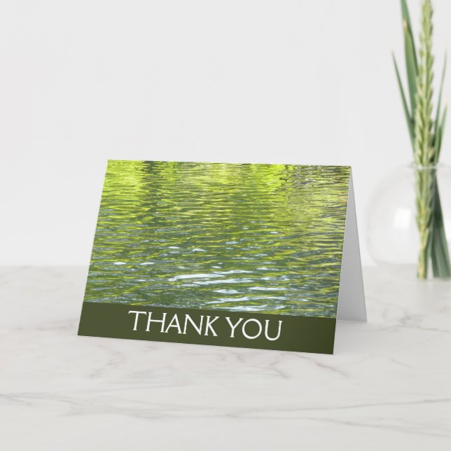 Waters of Oak Creek Yellow and Green Nature Photo Thank You Card (Front)