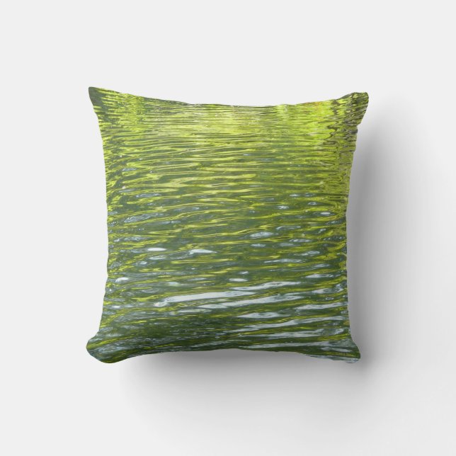 Waters of Oak Creek Yellow and Green Nature Photo Throw Pillow (Front)