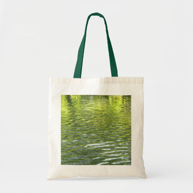 Waters of Oak Creek Yellow and Green Nature Photo Tote Bag (Front)