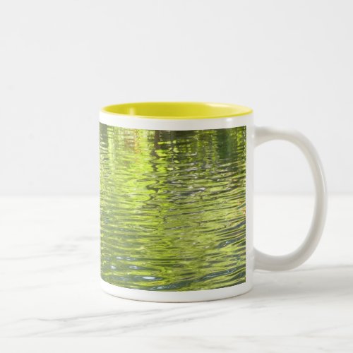 Waters of Oak Creek Yellow and Green Nature Photo Two_Tone Coffee Mug