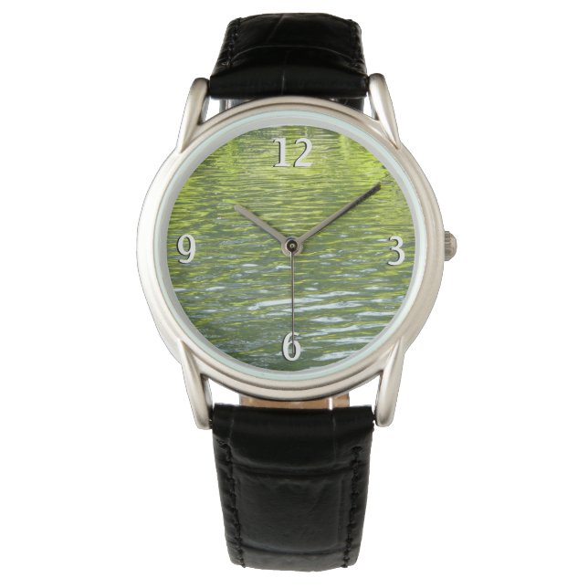 Waters of Oak Creek Yellow and Green Nature Photo Watch (Front)
