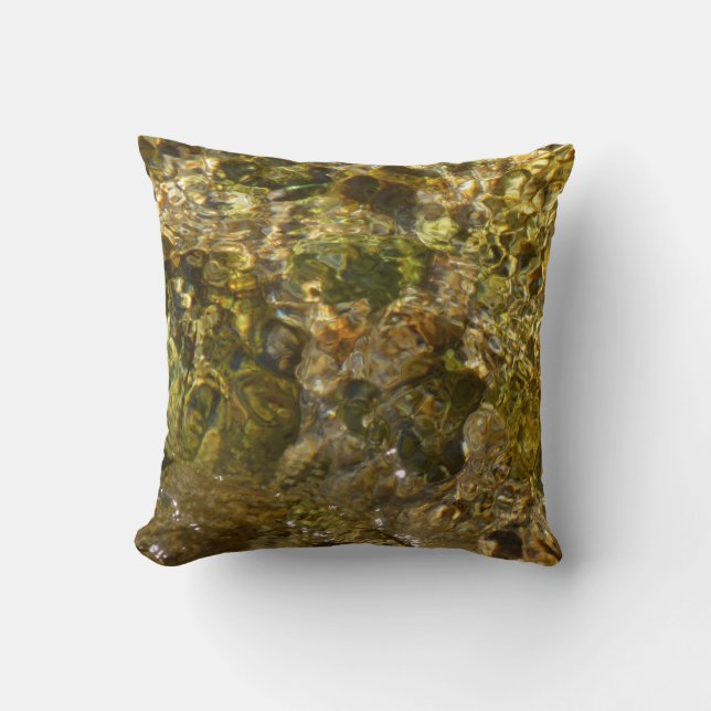 Waters of the Kaweah River Abstract Nature Throw Pillow (Front)