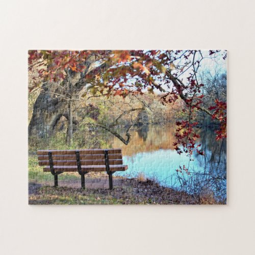 Waterscape with Bench Jigsaw Puzzle
