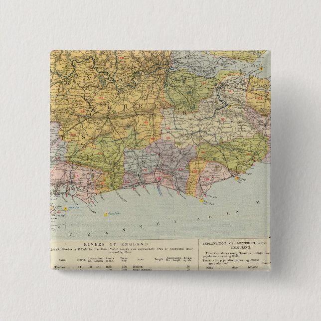 Watershed map England, Wales 6 Pinback Button (Front)