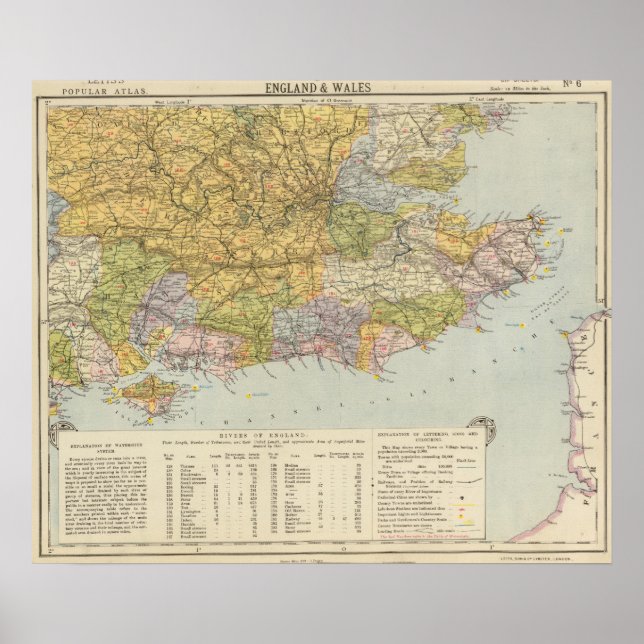 Watershed map England, Wales 6 Poster (Front)