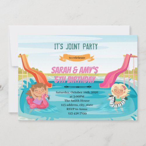 Watersilde girl joint party invitation