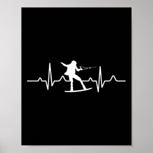 Waterski Heartbeat - Water Skiing Gift For Water S Poster