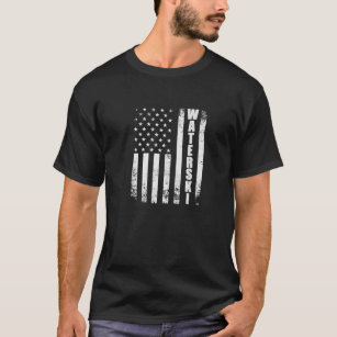 Waterski USA Flag Wakeboard Ski Vintage Slalom Wat T-Shirt