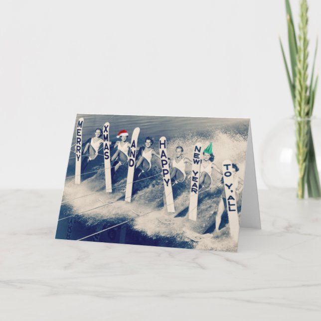 Waterskiiers bringing holiday cheer! card (Front)