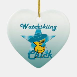 Waterskiing Chick #7 Ceramic Ornament