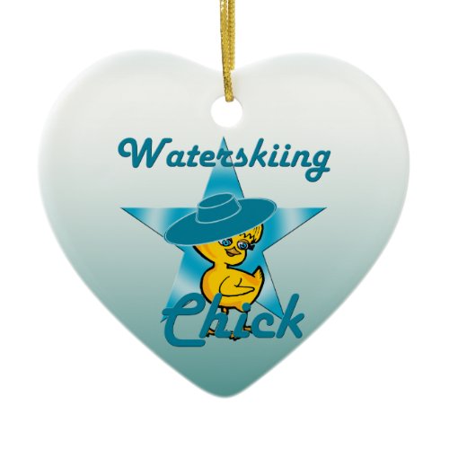 Waterskiing Chick #7 Ceramic Ornament