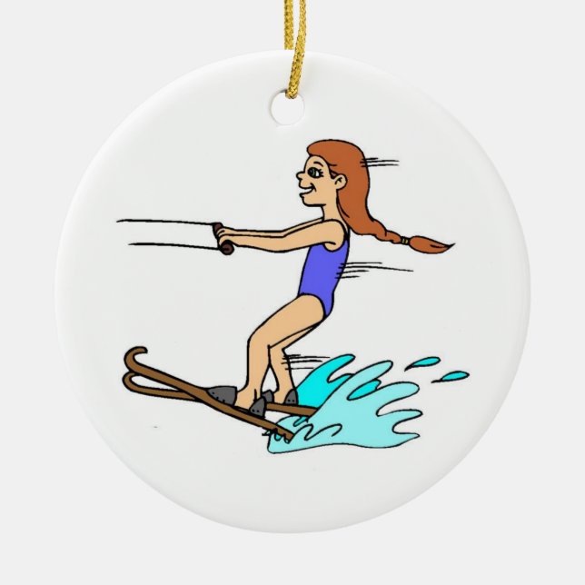 Waterskiing Girl Christmas Ornament (Front)