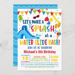 Waterslide Bash Birthday Invitation - Boy