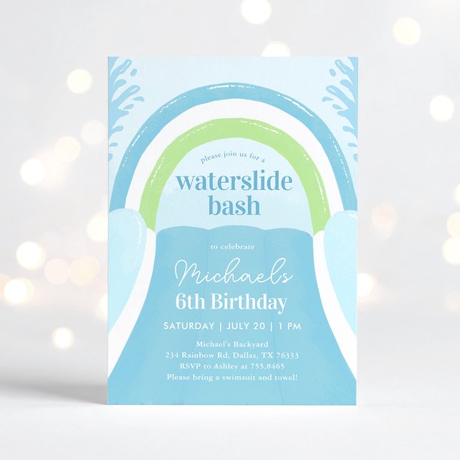 Waterslide Bash Summer Birthday Invitation (Creator Uploaded)