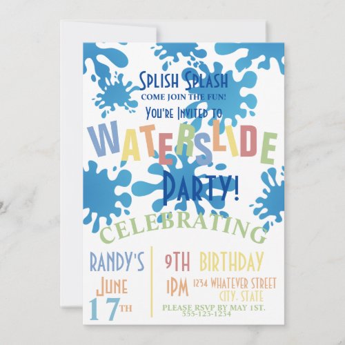 Waterslide Birthday Custom Invitation