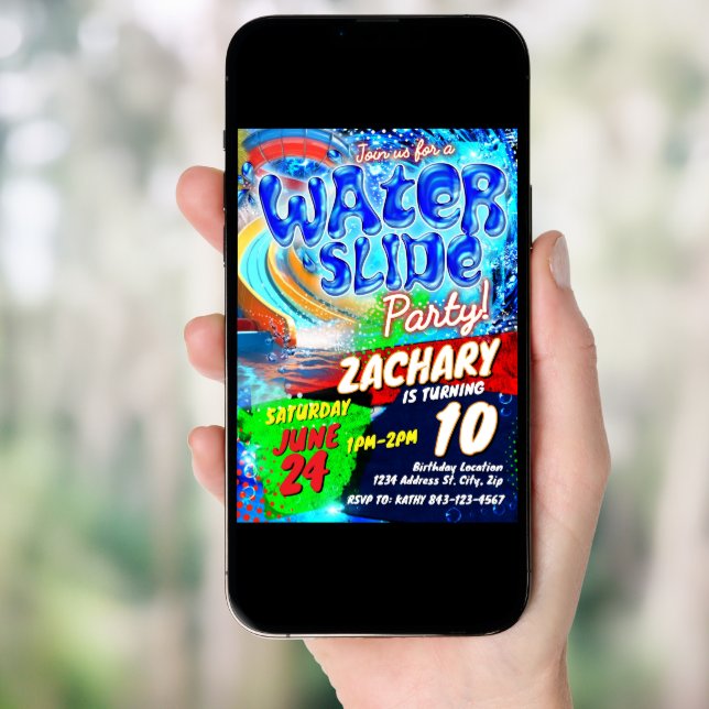 Waterslide Birthday Invitation (Front Digital)