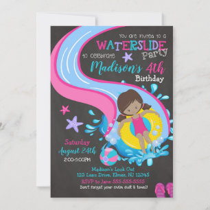 Waterslide Birthday Invitation / Pool Party / Girl