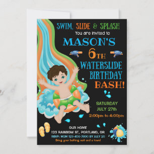 Waterslide birthday invitation Waterpark summer