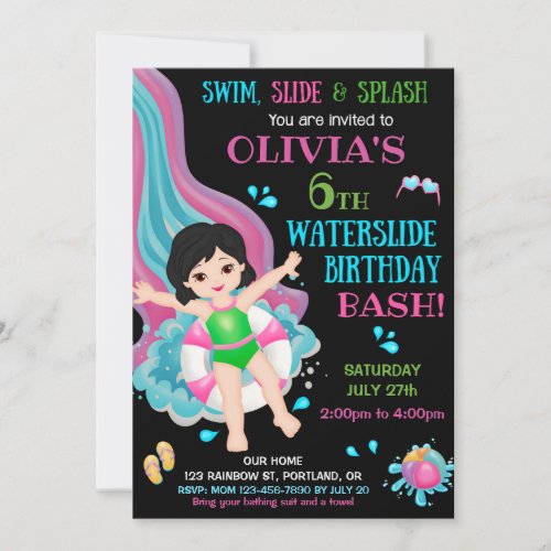 Waterslide birthday invitation Waterpark summer