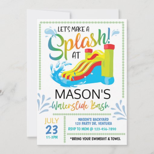 Waterslide Birthday, Let's make a Splash Invitation | Zazzle