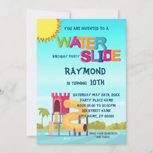Waterslide Birthday Party Invitation